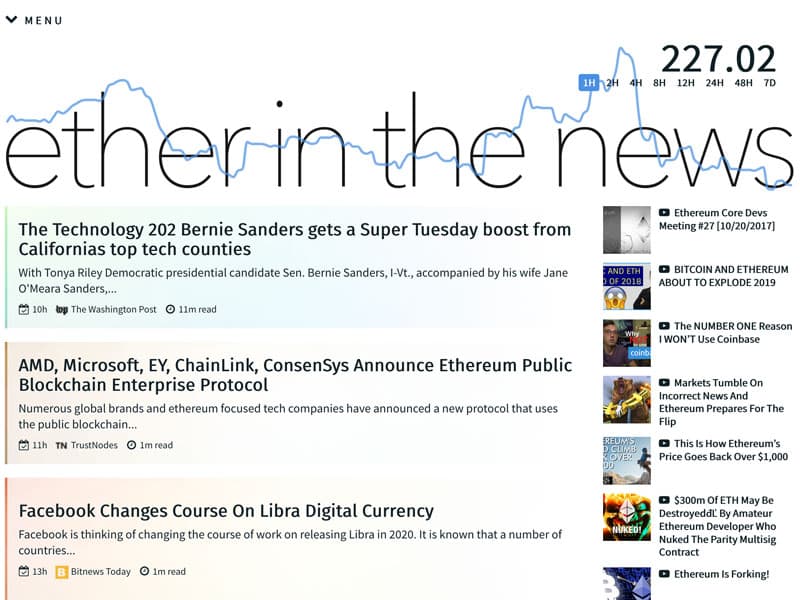 Ether in the News